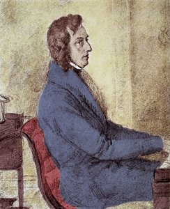 Portrett av Frederic Chopin (1810-1849), polsk komponist. - tegning av Götzenberger av Jakob Goetzenberger
