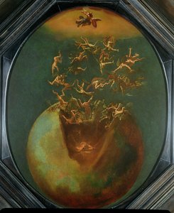 Fall of Satan and the Rebel Angels from Heaven (olje på forsølvet kobber) av Jakob Isaaksz Swanenburgh