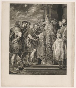 H. Ambrosius nekter keiser Theodosius inngang til kirken i Milano av Jakob Matthias Schmutzer