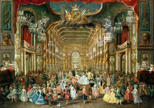 Masked Ball i Hoftheater, Bonn, 1754 av Jakob Rousseau