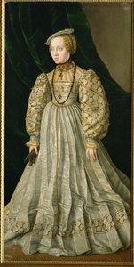 Erkehertuginne Anna, datter av kong Ferdinand og hans kone, Anna av Ungarn, giftet seg med Albrecht av Bayern (maleri på lerret) av Jakob Seisenegger