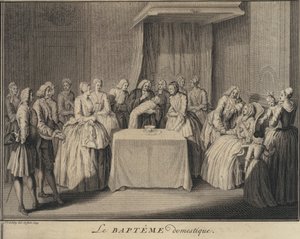 En husdåp (gravering) av Jakob van der Schley