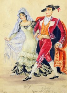 Kostymedesign for Mozarts "The Marriage of Figaro" av Jakov Zinovyevich Stoffer