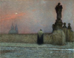 Debut de soiree i Hradcany (Praha, Tsjekkia) - Tidlig kveld i Hradcany - Jakub Schikaneder (1855-1924). Olje på lerret