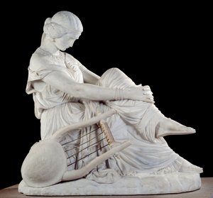 Sapho (eller Sappho, 7. århundre f.Kr.), gresk dikter av antikken. Marmorskulptur av James Pradier (1790-1852)
