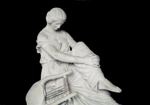 Sapho (eller Sappho, 7. århundre f.Kr.), gresk dikter av antikken. Marmorskulptur av James Pradier (1790-1852)