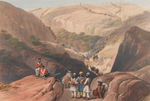 The First Descent through the Koojah [sic] Pass, ca. 1839 (litografi, tonet)