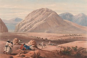 'Utsikt over fjellet Baba-Naunee', ca. 1839 (litografi, tonet) av James (after) Atkinson