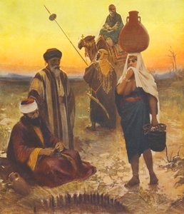 Hellig land: Kveld ved brønnen (farge litho)