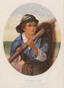En fiskergutt (fargelitografi) av James (after) Drummond