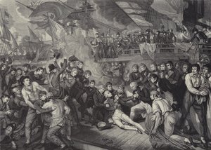 Admiral Lord Nelsons død i slaget ved Trafalgar av James (after) Heath