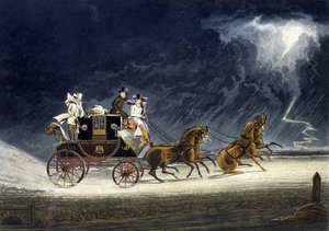 The Mail Coach in a Thunderstorm, gravert av R.G. Reeve