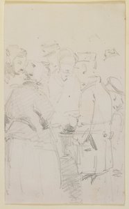 En gruppe figurer rundt en brazier, 1858. av James Abbott McNeill Whistler