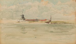 En liten rød note - Dordrecht, 1884. av James Abbott McNeill Whistler