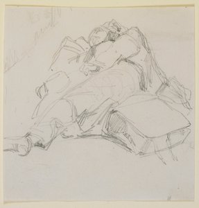 En mann som sov på en haug med bagasje, 1858. av James Abbott McNeill Whistler