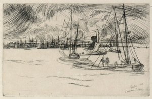 Amsterdam fra Tolhuis av James Abbott McNeill Whistler