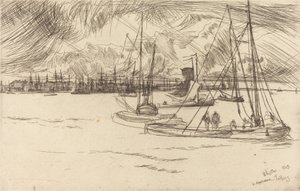 Amsterdam fra Tolhuis, 1863. av James Abbott McNeill Whistler