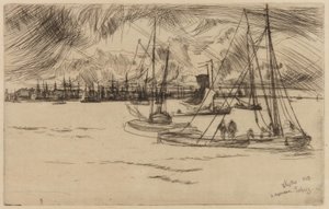 Amsterdam, fra Tolhuis, 1863. av James Abbott McNeill Whistler