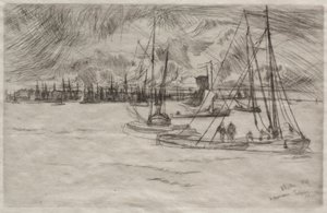 Amsterdam fra Tolhuis, 1863. av James Abbott McNeill Whistler