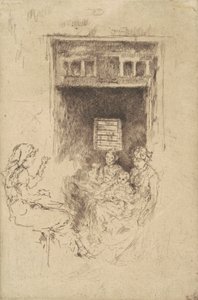 Bead-stringers, 1880 (svart etsning på lagt papir) av James Abbott McNeill Whistler