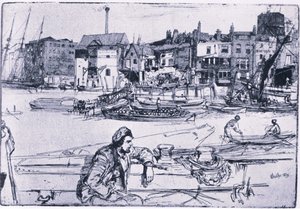 Black Lion Wharf (farge litho) av James Abbott McNeill Whistler