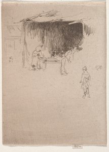 Stand på messe. av James Abbott McNeill Whistler