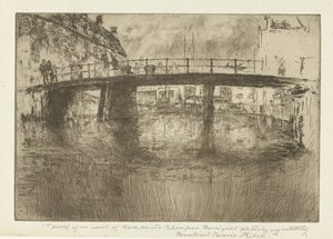 Bro i Amsterdam Bridge, Amsterdam av James Abbott McNeill Whistler
