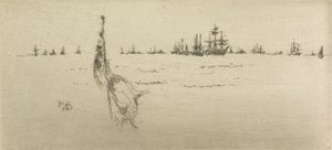 Dipping the Flag, fra et sett med tolv etsninger med tittelen The Naval Review, 1887 av James Abbott McNeill Whistler