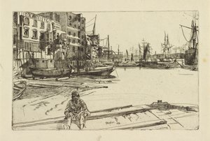 Eagle Wharf Tyzac Whiteley og Co., 1859. av James Abbott McNeill Whistler