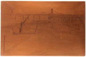 Etseplate: Old Hungerford Bridge, 1861. av James Abbott McNeill Whistler