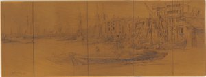 Etseplate: Thames Warehouses, 1859. av James Abbott McNeill Whistler