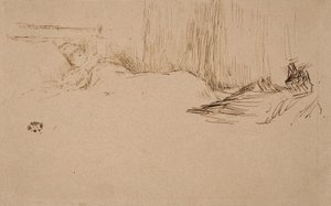 Jente som leser i sengen, ca. 1882 av James Abbott McNeill Whistler