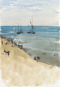 Grønt og sølv - The Bright Sea, Dieppe, ca. 1883-85 (akvarell og gouache på papir) av James Abbott McNeill Whistler