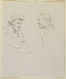 Hoder til to menn, ca. 1855-59 (blyant på off-white vevd papir) av James Abbott McNeill Whistler