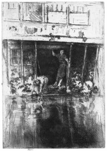 Hus på kanalen i Amsterdam Pjerrot av James Abbott McNeill Whistler