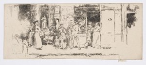 Avisbod, Rue de Seine, ca. 1892–93 (etsing; blekk på papir) av James Abbott McNeill Whistler