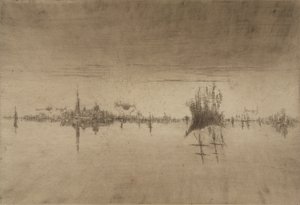 Nocturne, 1879-80 (etsing og tørrnål) av James Abbott McNeill Whistler