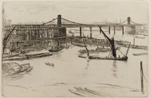 Old Hungerford Bridge, 1861. av James Abbott McNeill Whistler