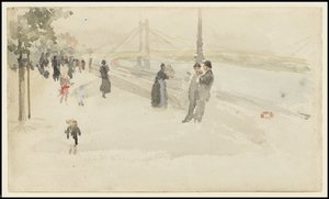 Rosa og sølv - Chelsea, the Embankment, ca. 1885 av James Abbott McNeill Whistler