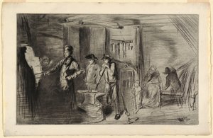 Print, The Forge, fra serien Etchings on the Thames og andre emner, 1861 av James Abbott McNeill Whistler