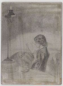 Lesing av Lamplight, 1858. av James Abbott McNeill Whistler