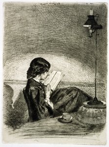 Lesing av Lamplight, 1858 av James Abbott McNeill Whistler