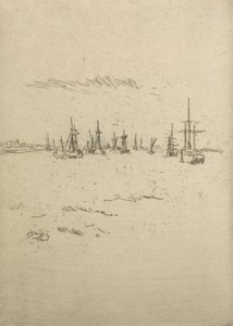 Gå tilbake til Tilbury, fra et sett med tolv etsninger med tittelen The Naval Review, 1887 av James Abbott McNeill Whistler