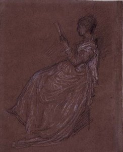 Sittende Lady Reading, studie for fru Layland (pastellkritt på papir) av James Abbott McNeill Whistler