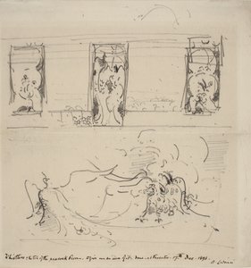 Skisse av påfuglrommet, 1898 av James Abbott McNeill Whistler