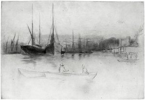 Dampbåter utenfor tårnet, 1875 1904. av James Abbott McNeill Whistler