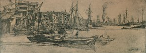 Thames Warehouses, 1859, 1904 av James Abbott McNeill Whistler