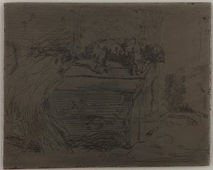 Hunden på kennelen, 1858. av James Abbott McNeill Whistler