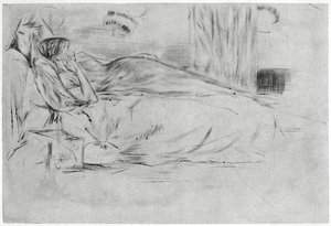 The Model, Liggende, c1864 1904. av James Abbott McNeill Whistler