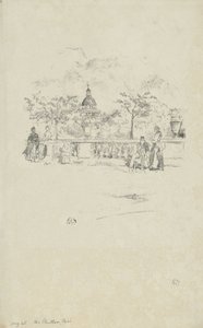 Pantheon, fra terrassen til Luxembourghagen av James Abbott McNeill Whistler
